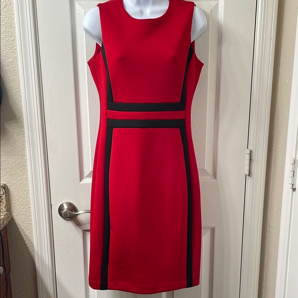 Calvin Klein Red and Black Dress